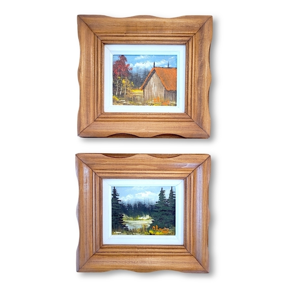 Two Vintage Original Framed Fall Paintings